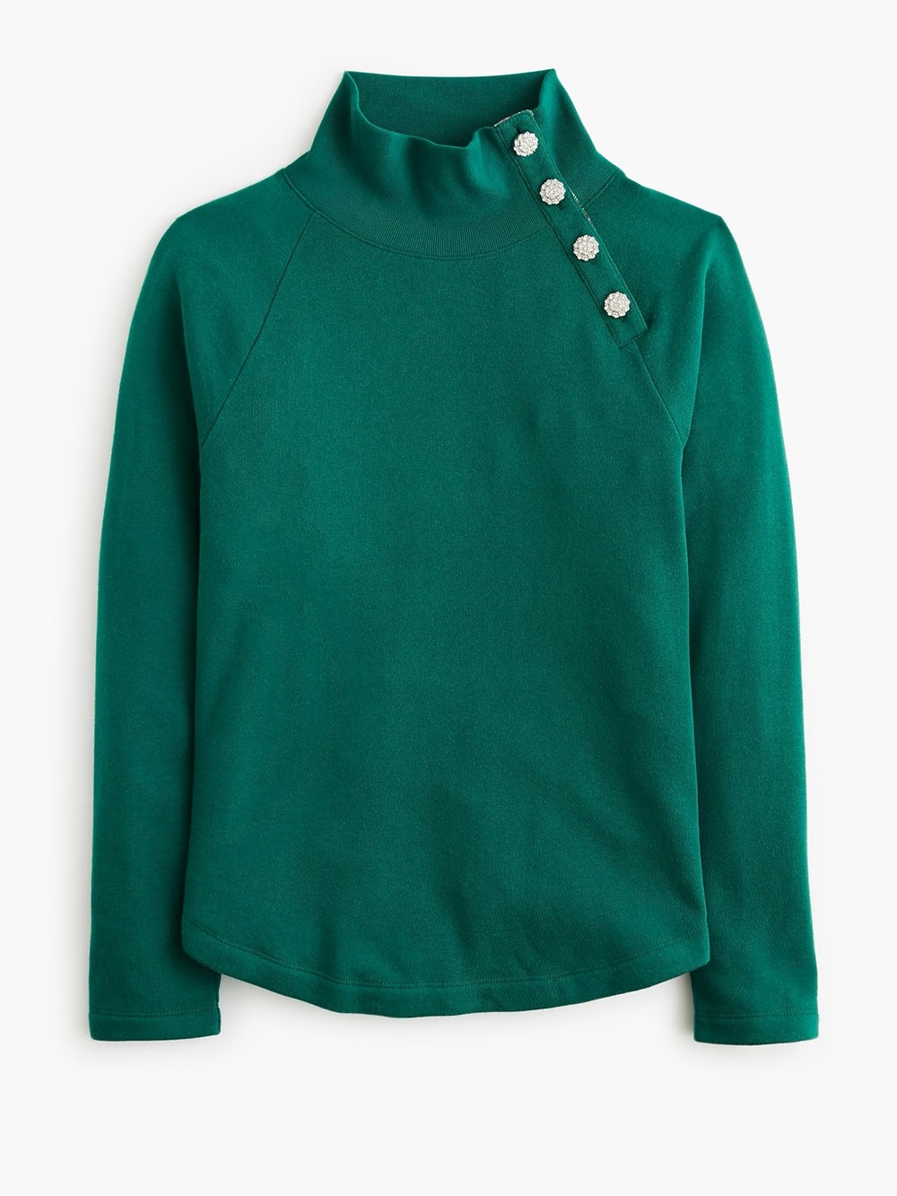 J Crew Factory Jewel-button mockneck pullover green Size M NWOT